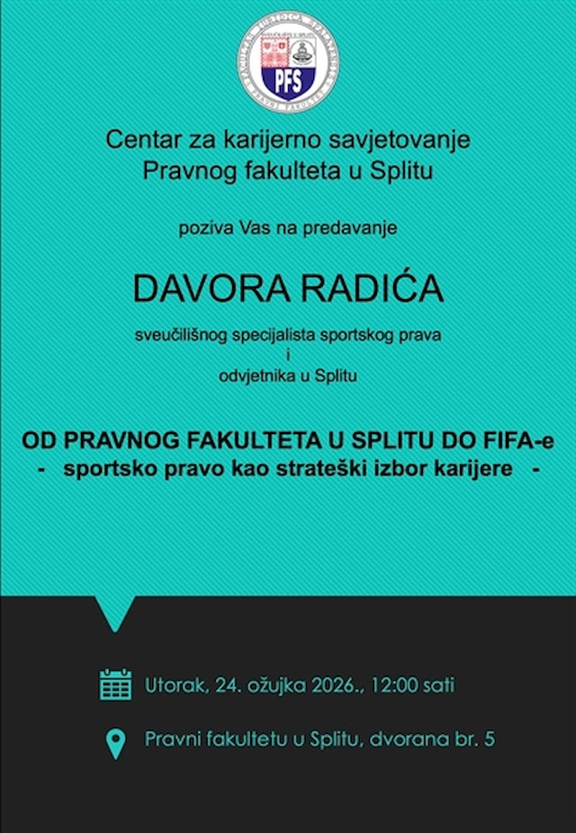Predavanje odvjetnika Davora Radića – OD PRAVNOG FAKULTETA U SPLITU DO FIFA-e