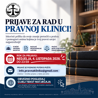 Prijave za rad u Pravnoj klinici